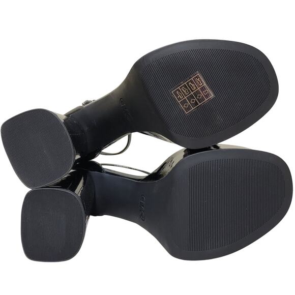 Michael Michael Kors Elodie Rosette Platform Sandal Size US 9.5M Black Patent - Picture 5 of 6